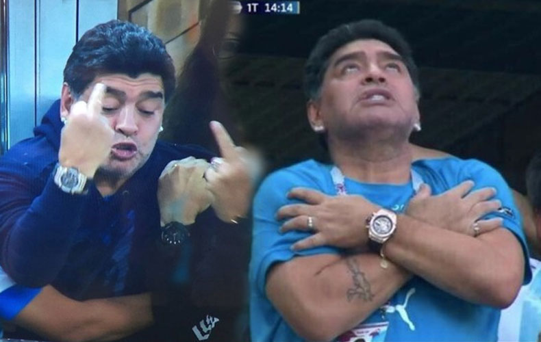 Los memes que dejó la penosa imagen de Maradona en Rusia